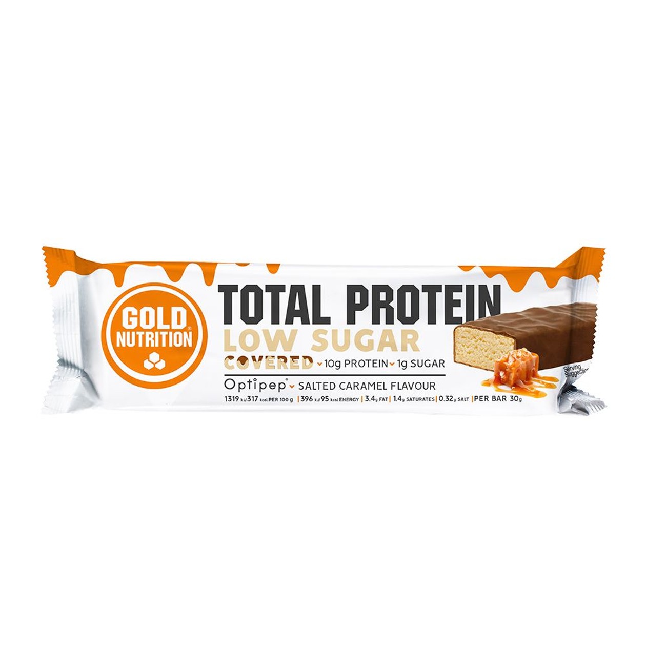 Barra Proteína Low Sugar Salted Caramel Gold Nutrition 30 gr