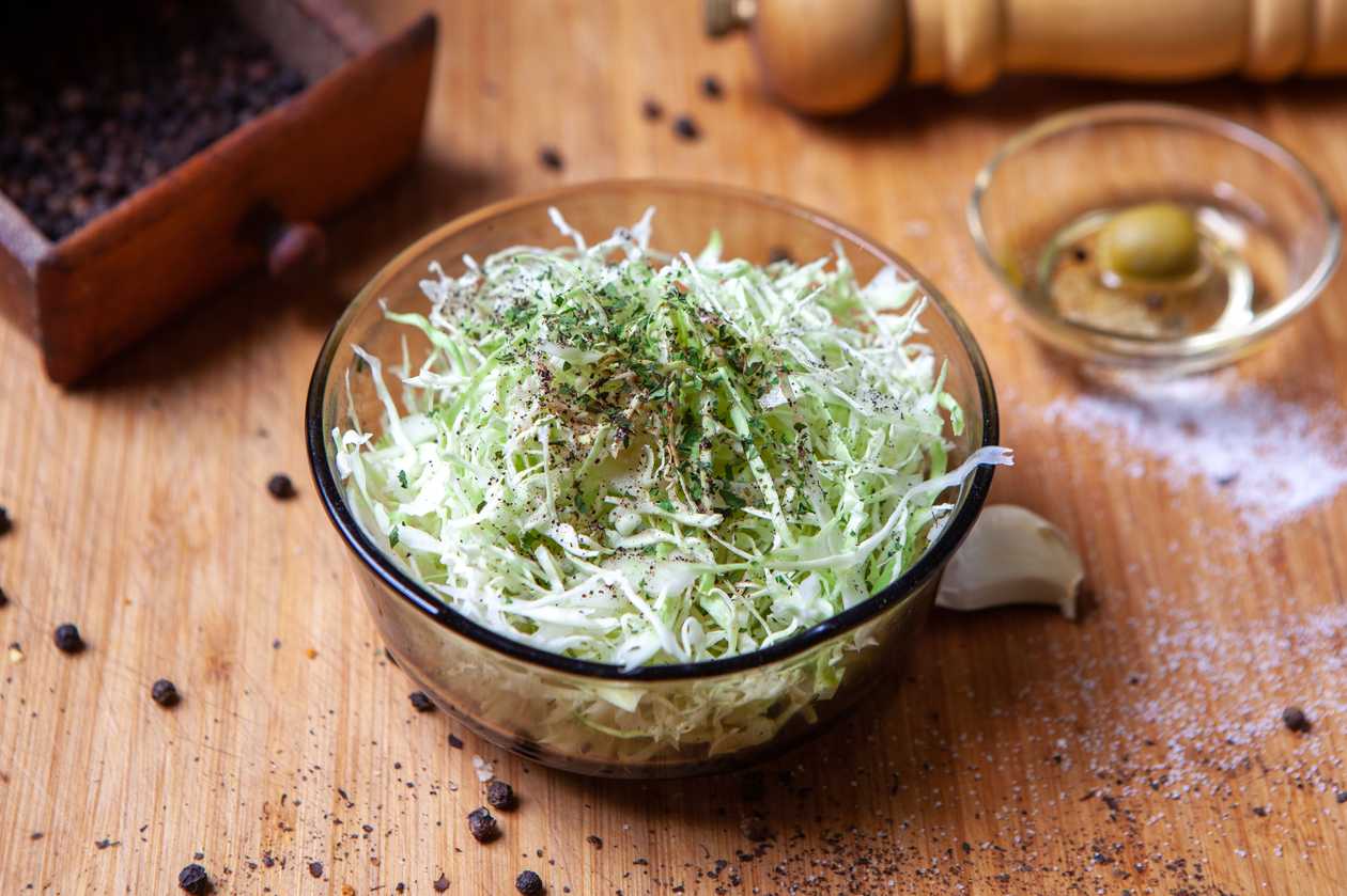 Shredded cabbage salad