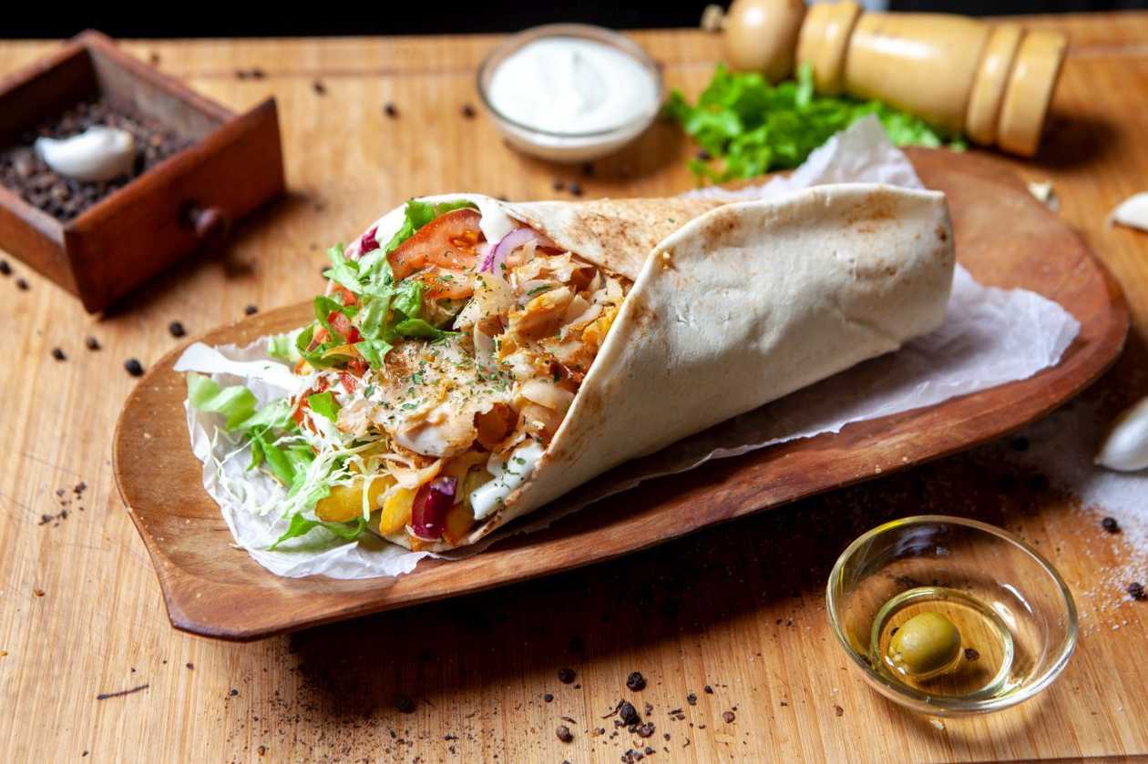 Huge flatbread chicken/beef shawarma