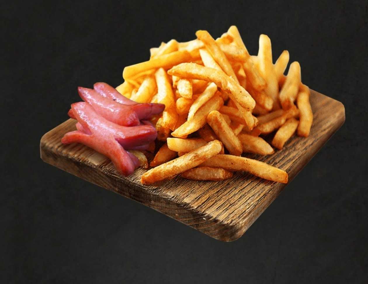 436. French Fries with Sausages