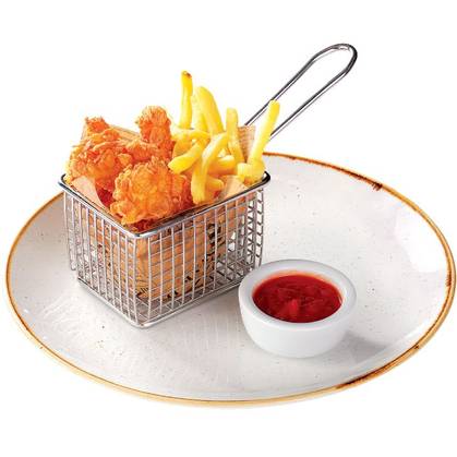 Crispy chicken with french fries and ketchup
