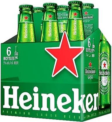 Heineken Original Pure Malt Lager Beer Bottle 330ml (1*6 Pack)