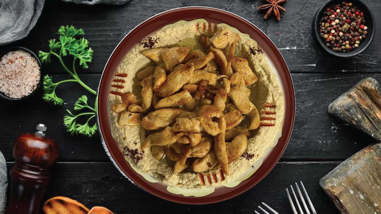 Chicken Shawerma on Hummos