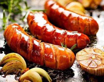 Grilled sausage with fries