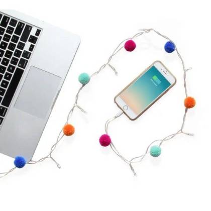 Cabo de carregamento LED Pom Pom para iPhone OS