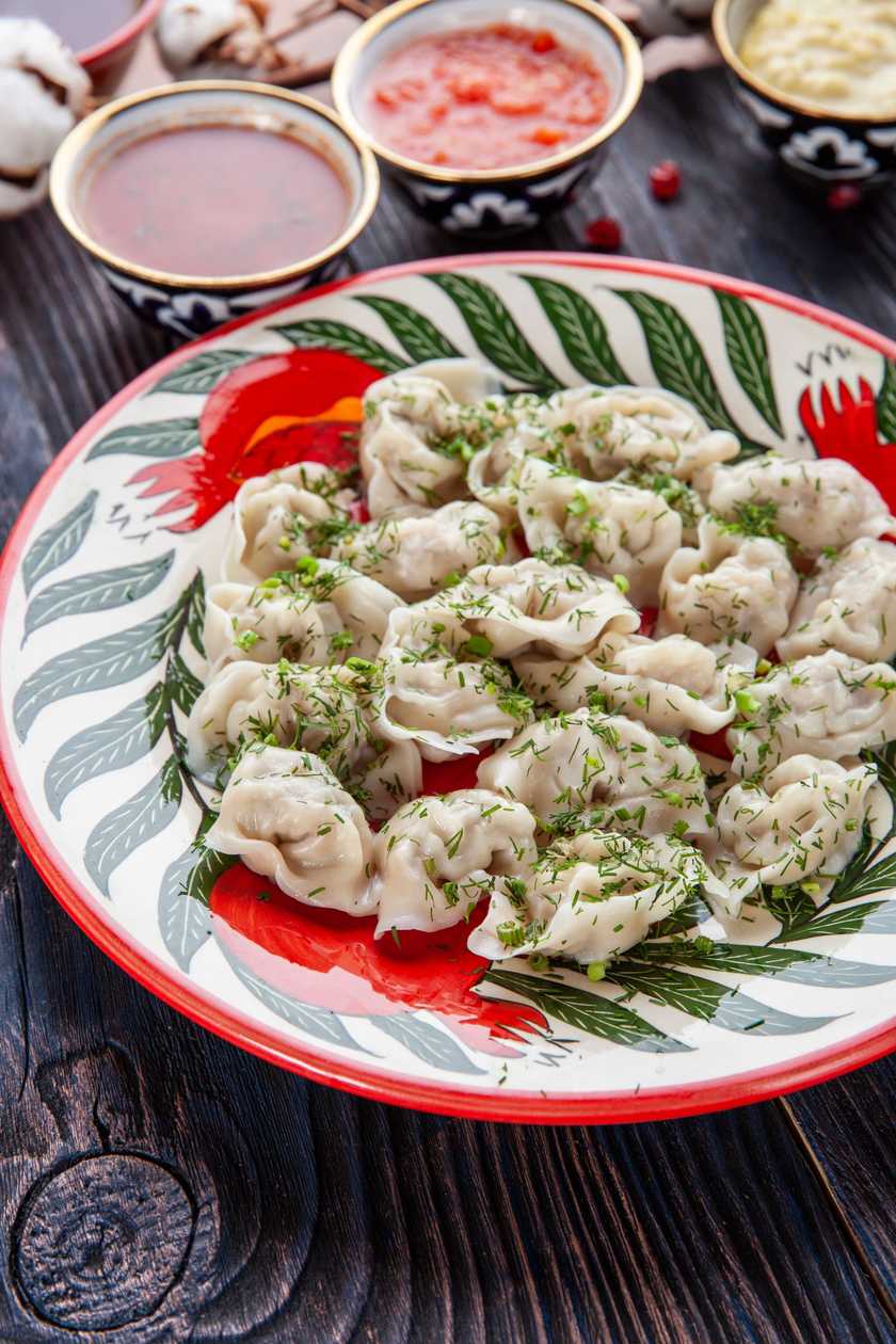 Homemade chuchvara with lamb meat