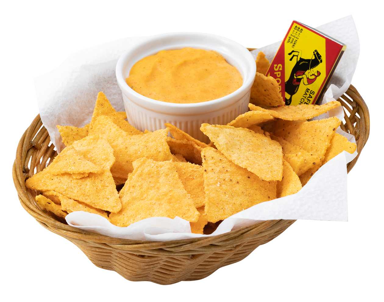 Nacho chips with cheese sauce