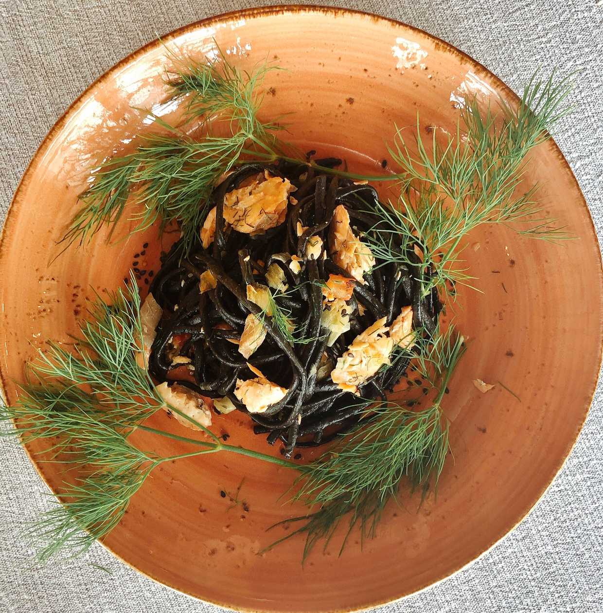 Black Spaghetti with Salmon and Dill