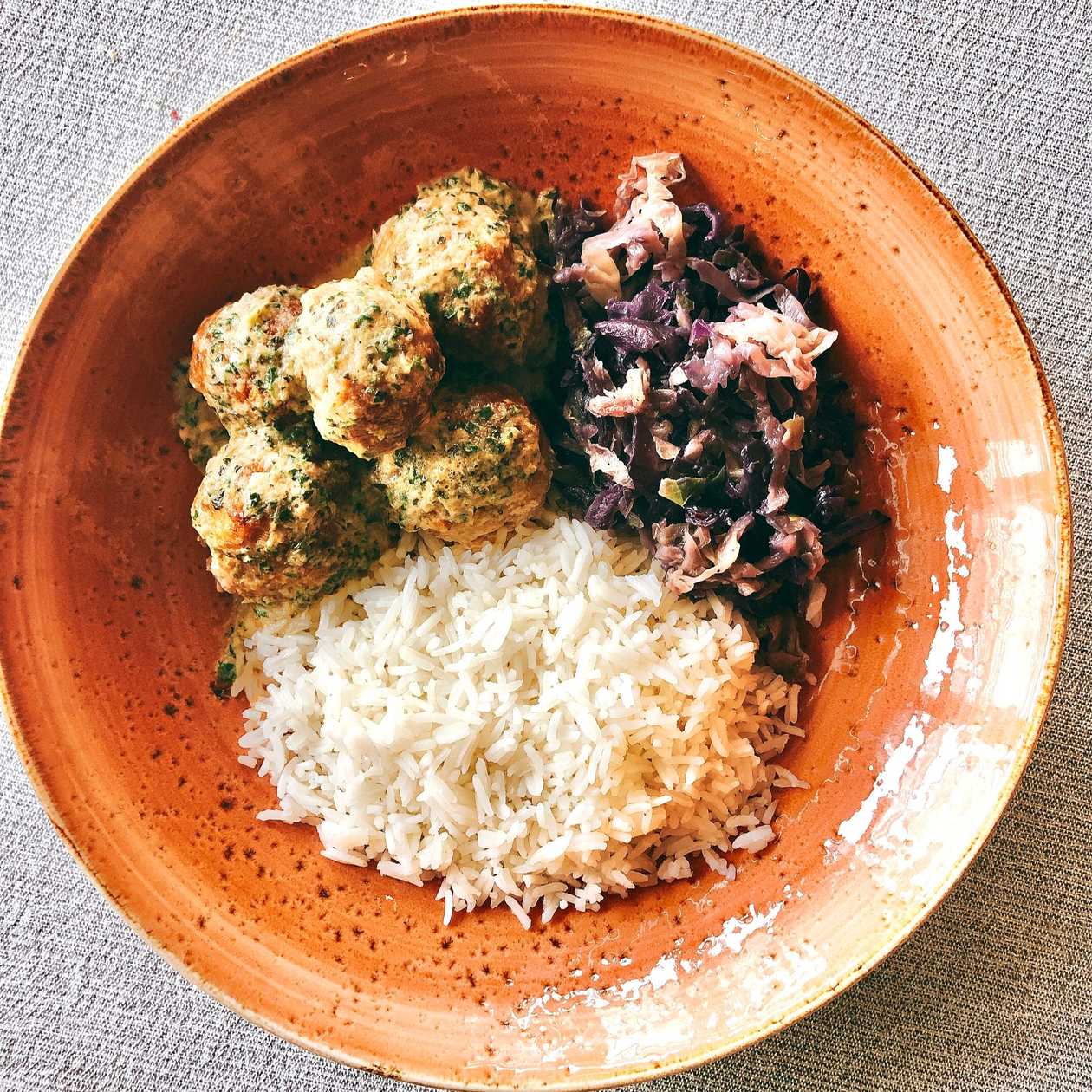 Turkey Meatballs with Creamy Mint Sauce
