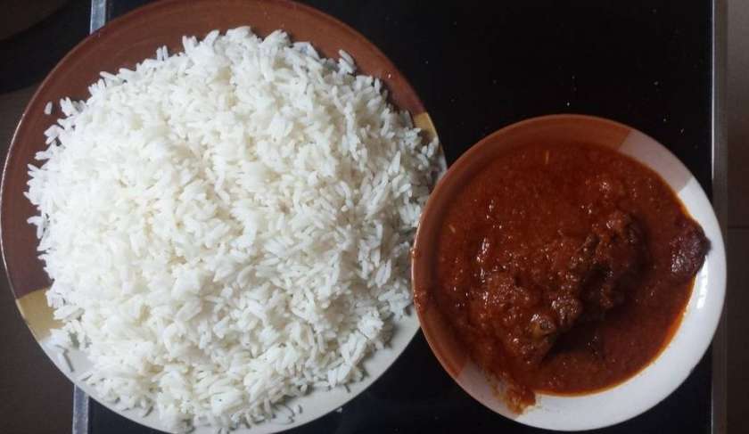 Plain Rice and Stew