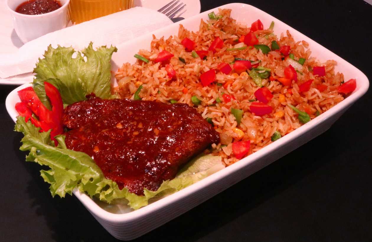 Rich Jollof Rice and Beef