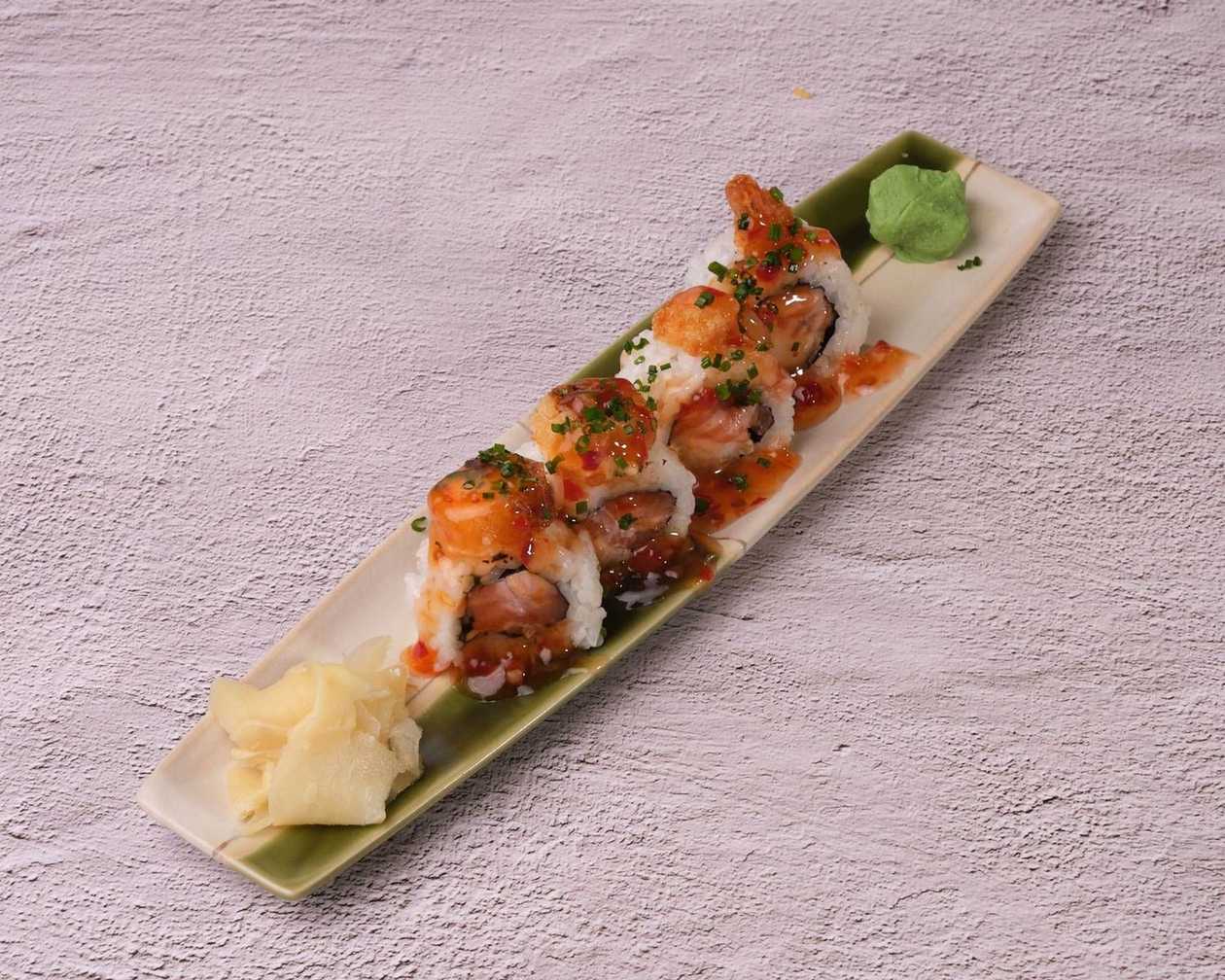 Uramaki camarão e sweet chilli 4 Uni