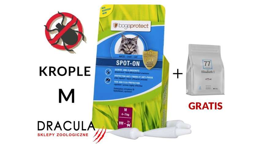 Krople Bogaprotect SPOT-ON M, dla kotów 4-7kg + próbka karmy 77 petfood GRATIS!