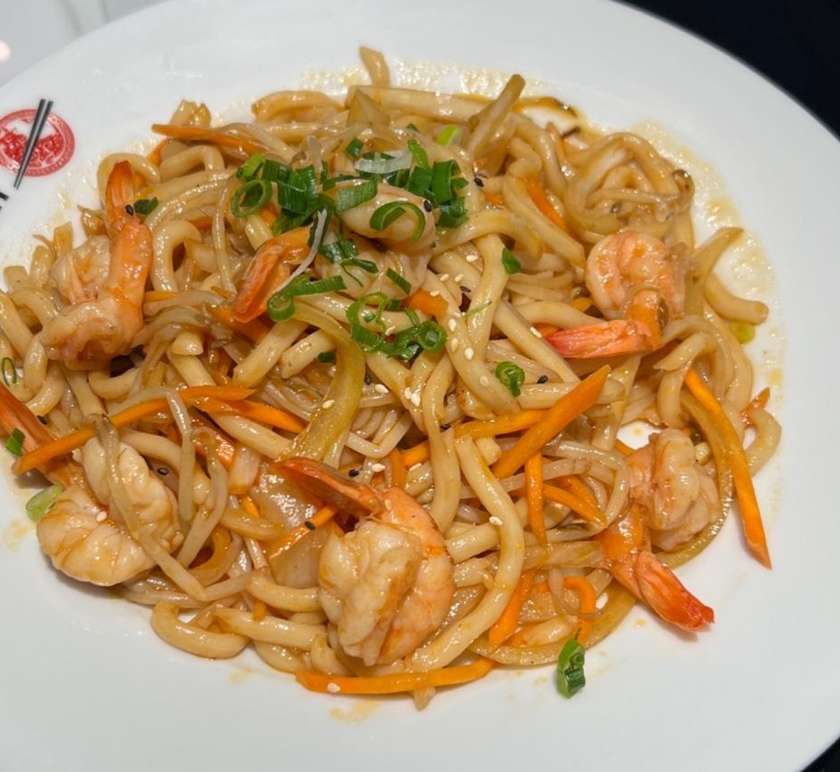 Shrimp Yaki Udon (Fried Udon Noodles)