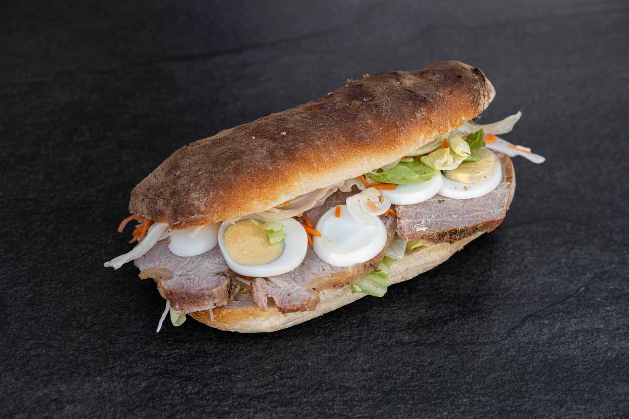 Pork, Bacon, & Egg Ciabatta