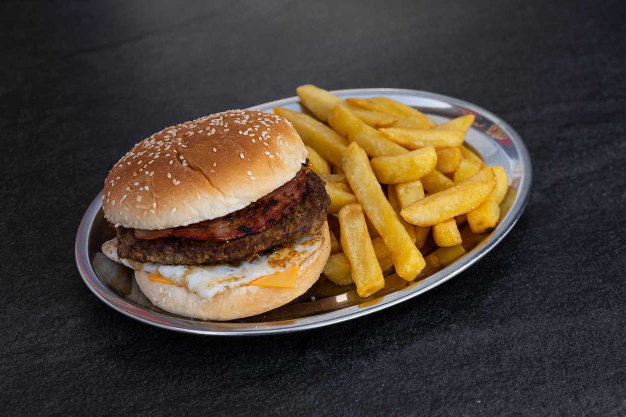 Steak Burger, Egg, Cheese, & Bacon