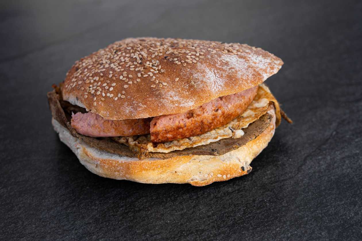 Beef, Egg, & Sausage Ftira