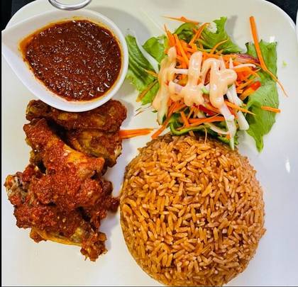 Jollof Rice with Spicy Grilled Wings