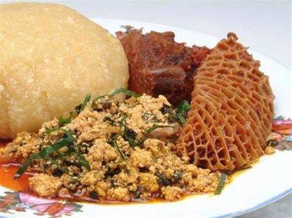 Eba with Egusi Stew Goat