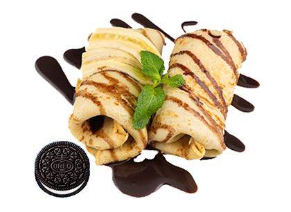 Crepes with finetti and oreo