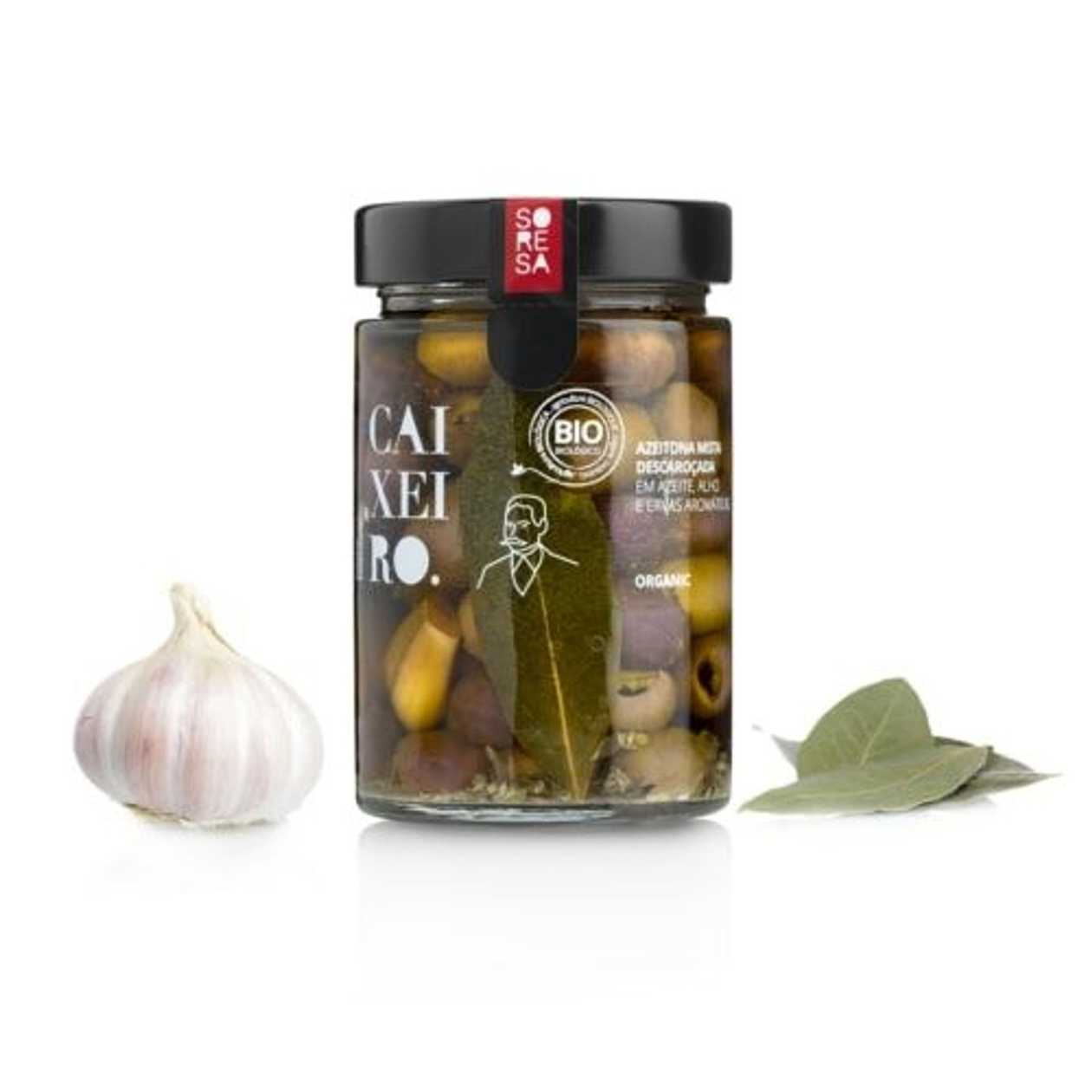 Azeitonas em Azeite com Alho e ervas aromáticas Caixeiro