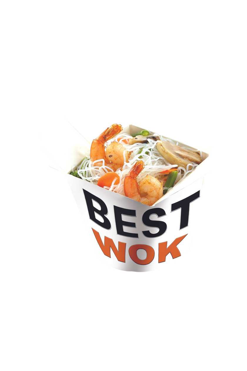 Рисова локшина з креветками, овочами, шампіньйонами та соусом Пекін