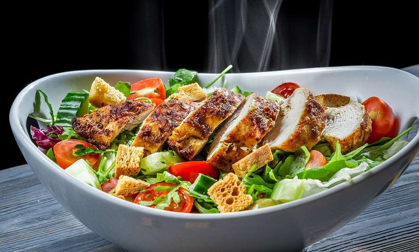 Salad with grilled chicken breast