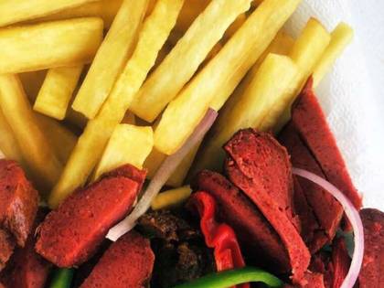Fried Yam and Sausage