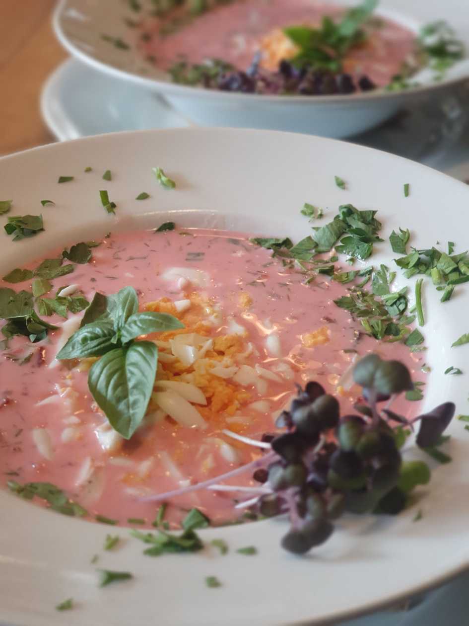 Cold soup with egg