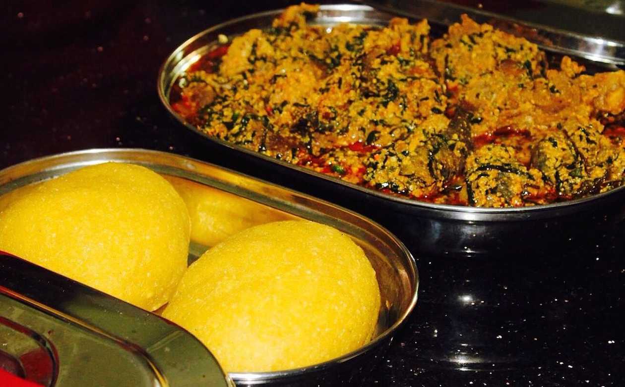 Eba and Egusi soup