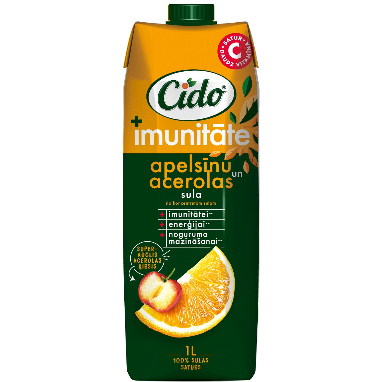 Immunity orange-acerole juice, Cido, 1 l (expires soon)