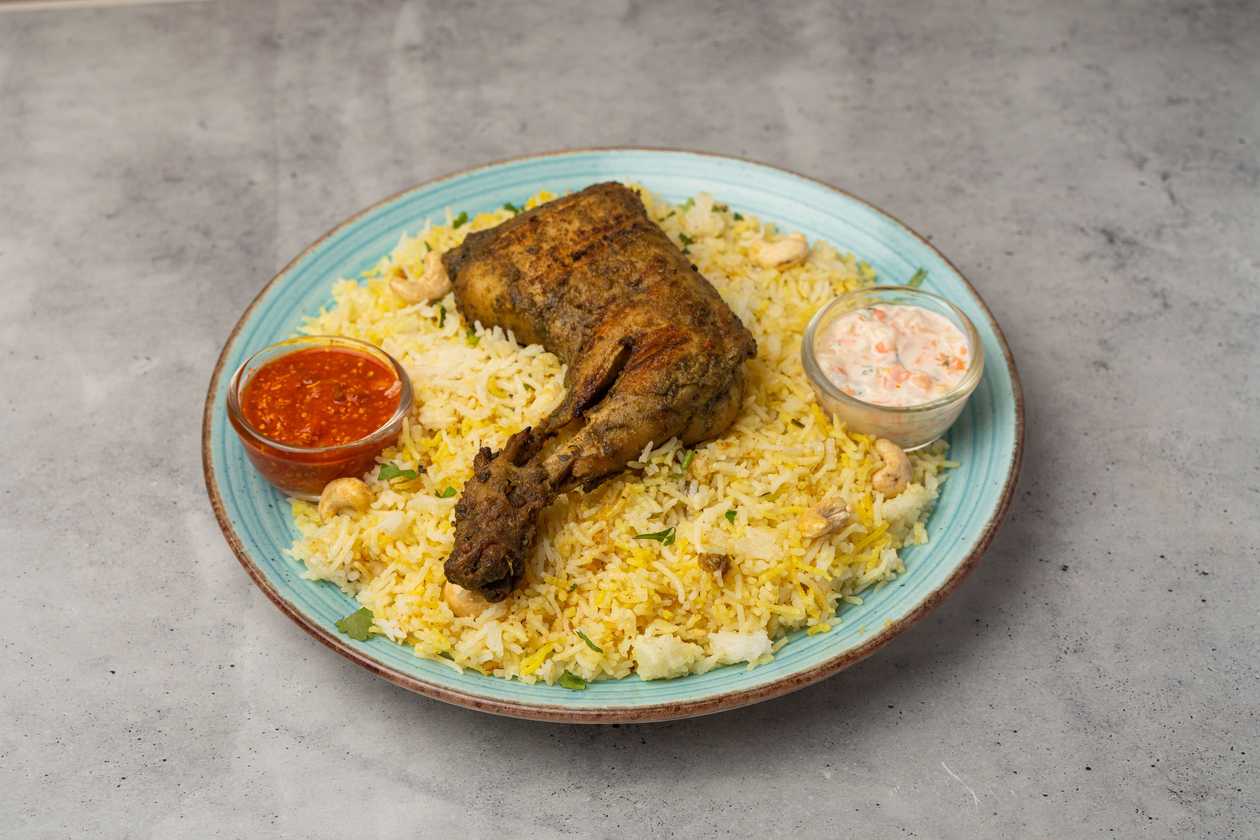 Biriyani Rice with Green Pepper Al Faham Chicken