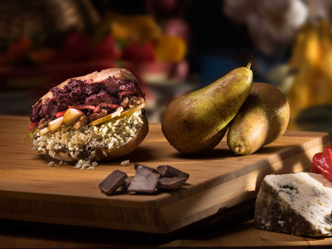 Veg with Roasted Beet Mousse and Dark Chocolate