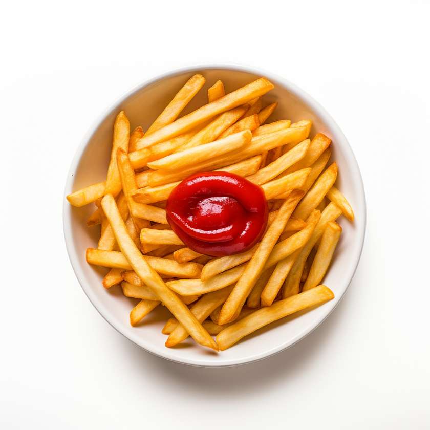 French fries with tomato sauce