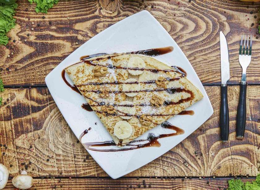 Crepes with strawberry jam