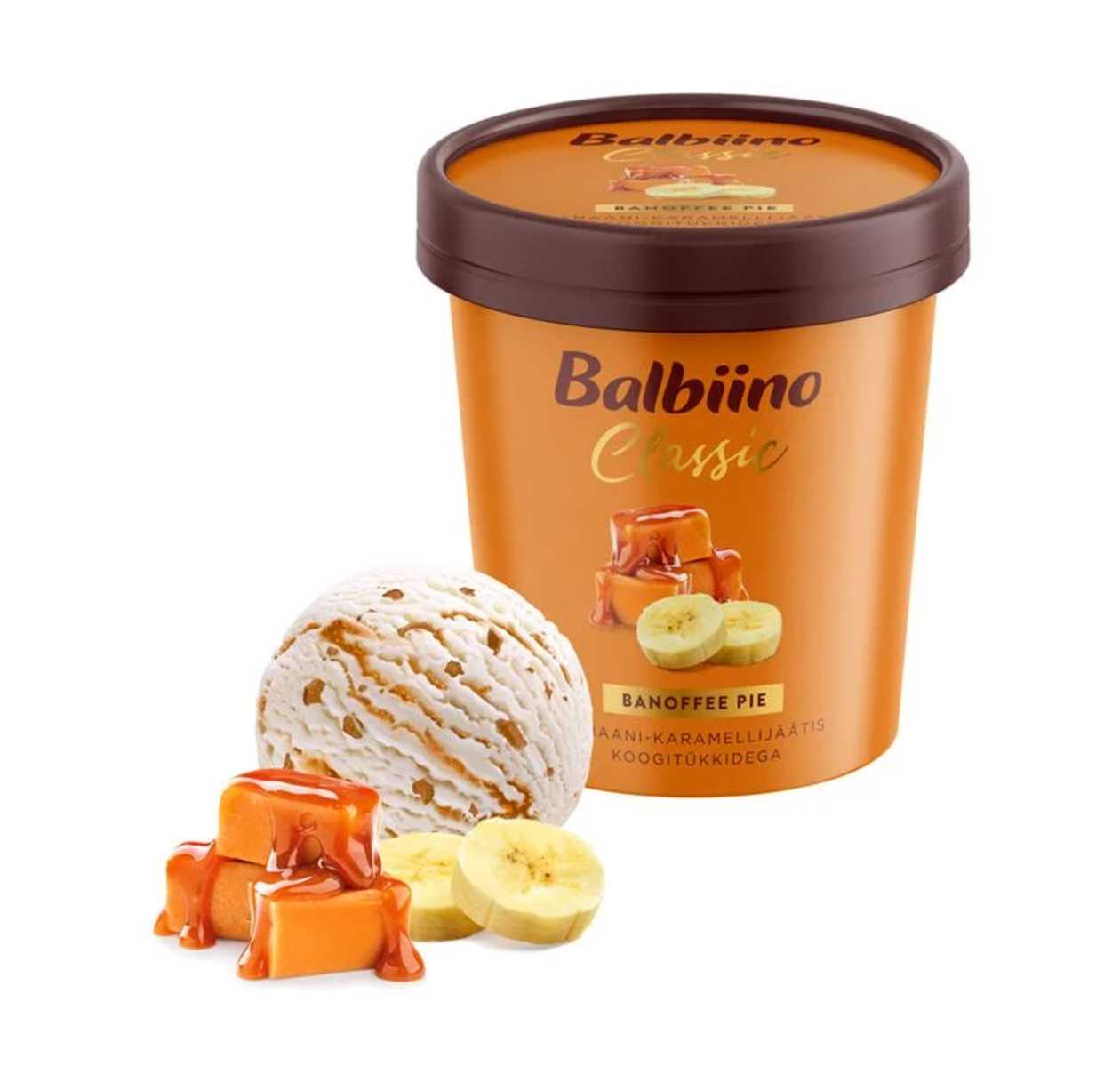 Classic, Banoffee Banaani-karamellijäätis koogitükkidega, 0,5 l / 270 g