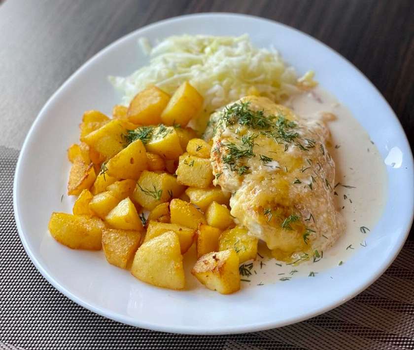 Baked Chicken Fillet in a Cheese Hat
