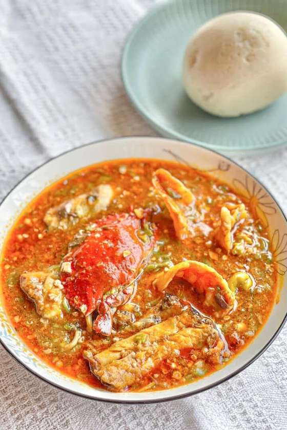 Banku With Okro , Beef ,salmon, Crab