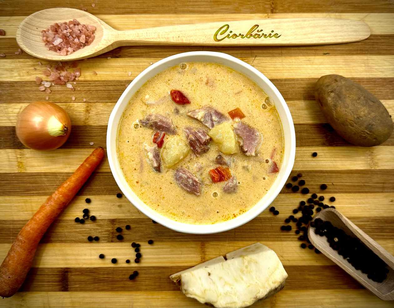 Ciorbă de cartofi cu afumătură 450 gr