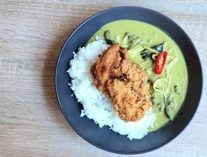 Green Curry & Karaage Rice