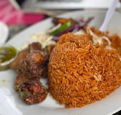 Jollof Rice with Chicken Wings
