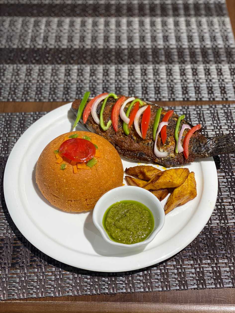Gari Fortor with Tilapia