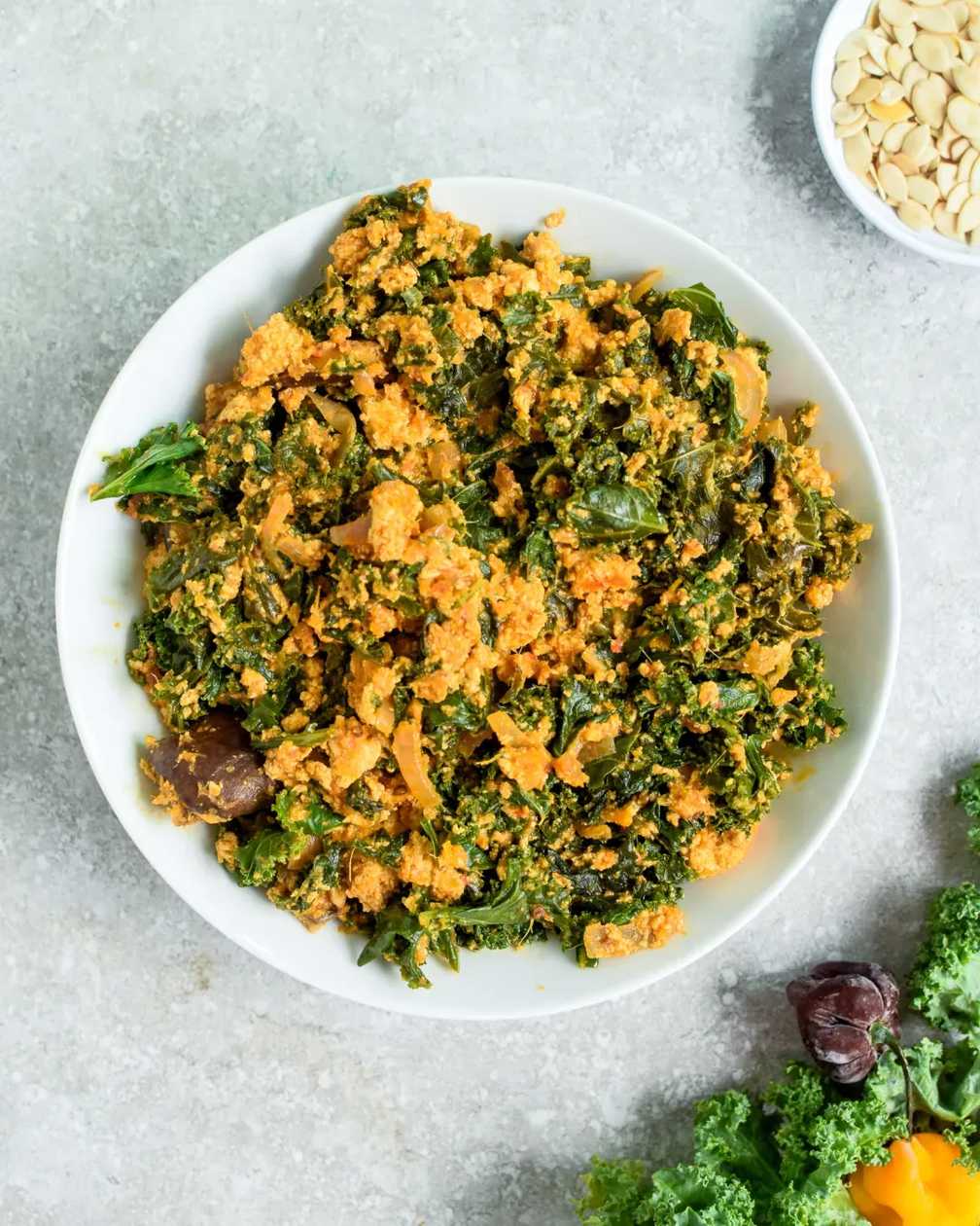 Cocoyam. Boiled cocoyam with palava sauce