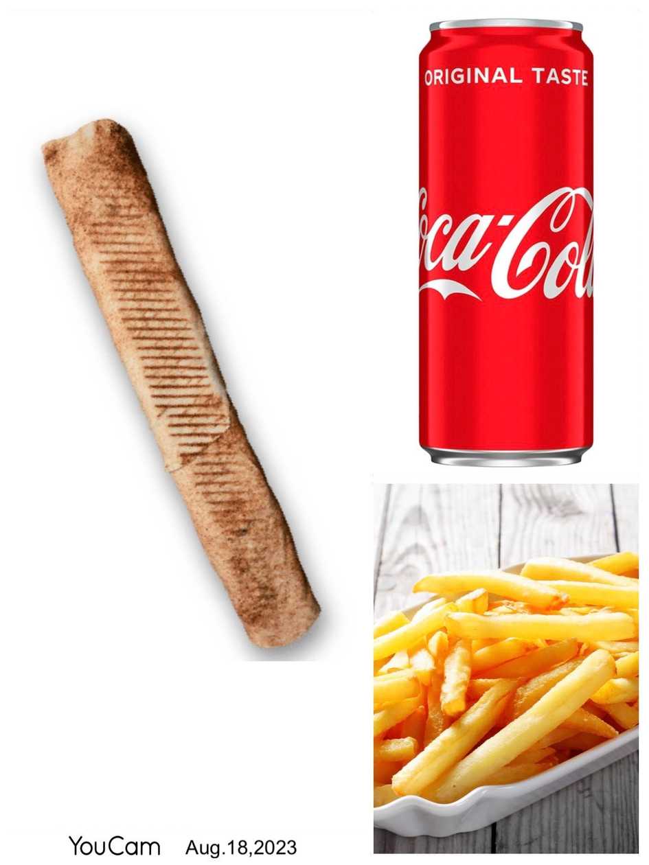 Rollo kebab mega 50cm,Frytki,cola 0,33L