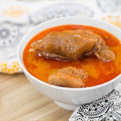 Light Soup with Tuna and Big Beef and Fufu