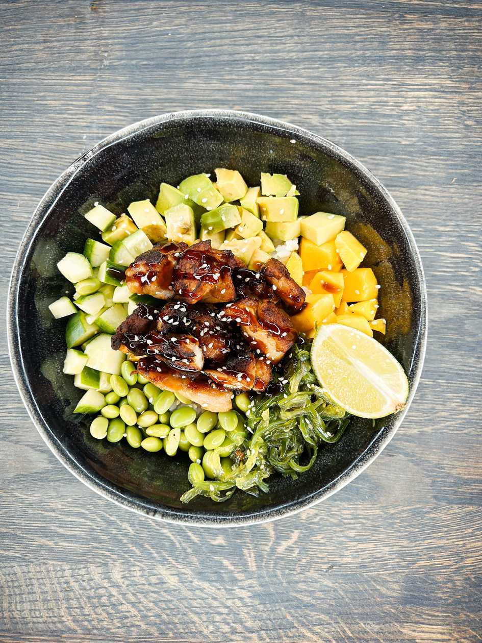 Teriyaki chicken poke bowl