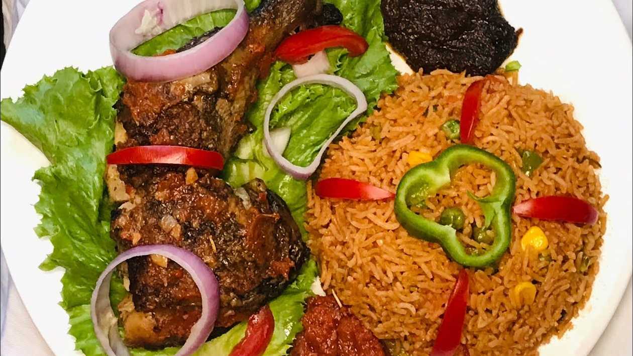 Jollof with Fried Chicken