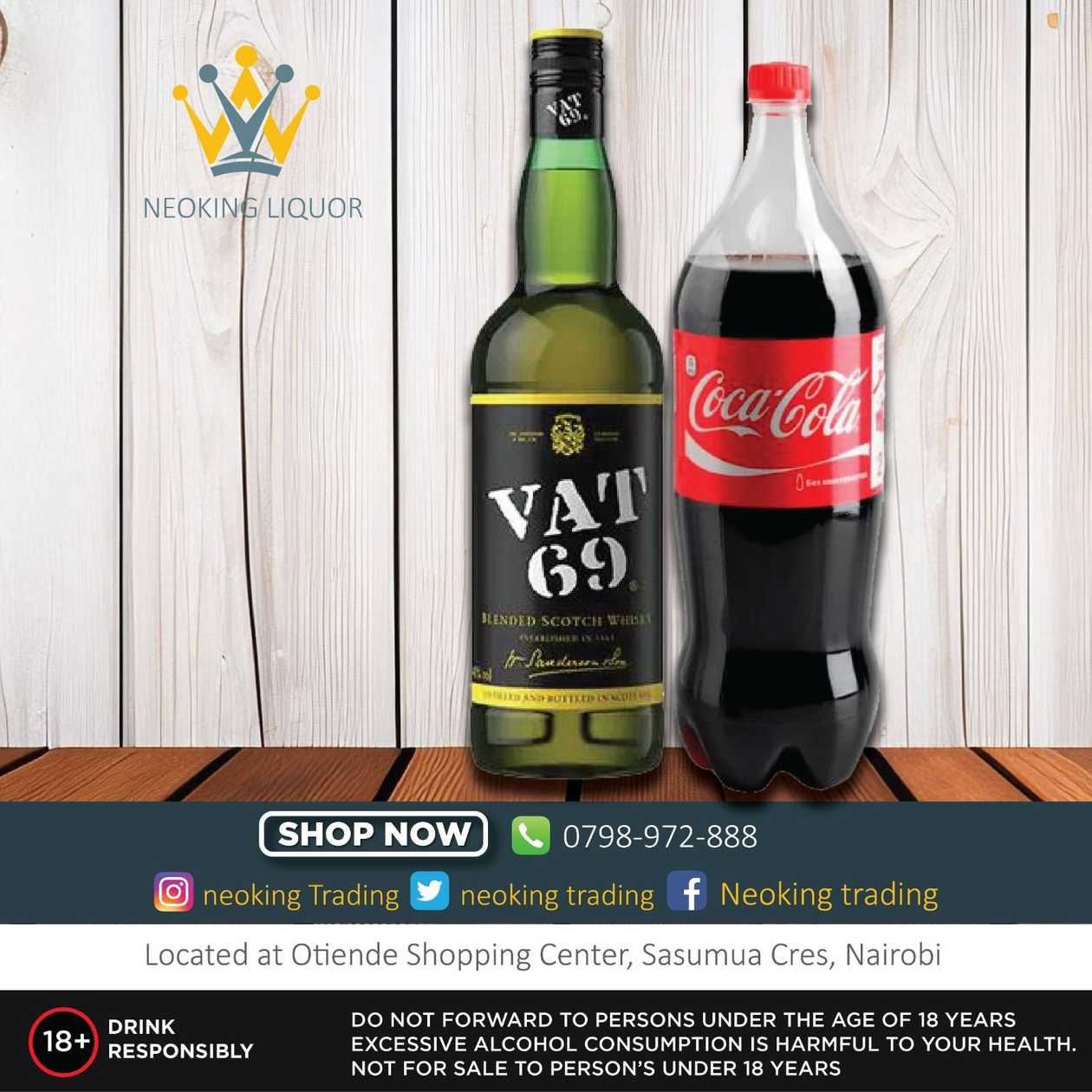 Vat 69 750ml + 1.25l Coke