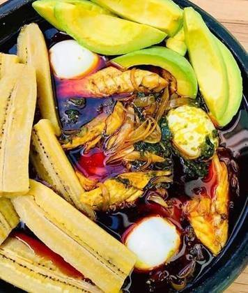 Ampesi with Abomu (Palava Sauce) - Grinded