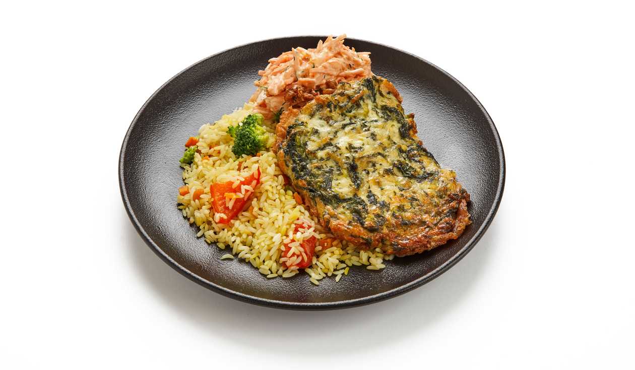 Roasted hake fillet with spinach
